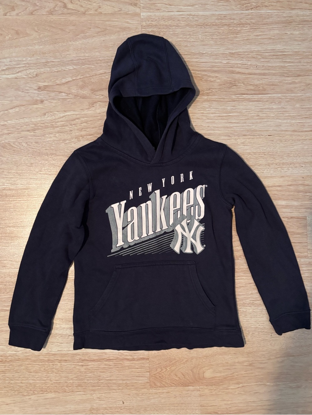New York Yankees Navy Hoodie with White Logo youth small